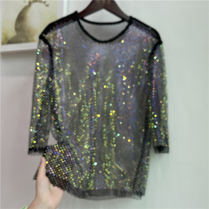 Crystal Mesh Fabric - Базовая рубашка ColorShiny Diamonds с электрическим
