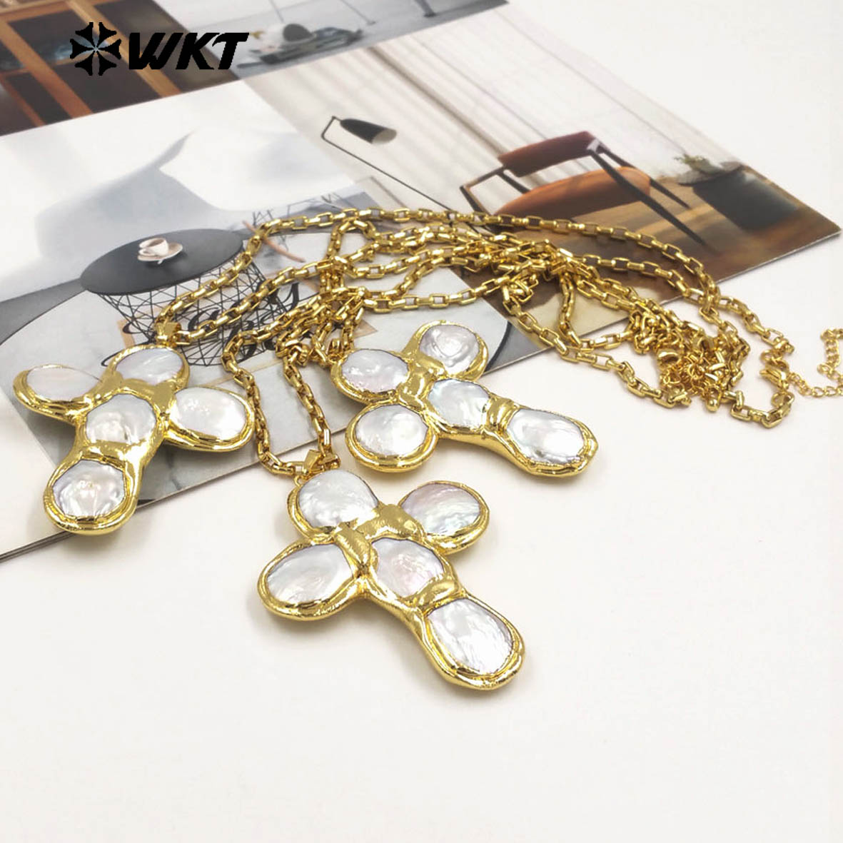 Pearl Trim Chain - WT-JN349 Новейший дизайн: ожерелье из натурального