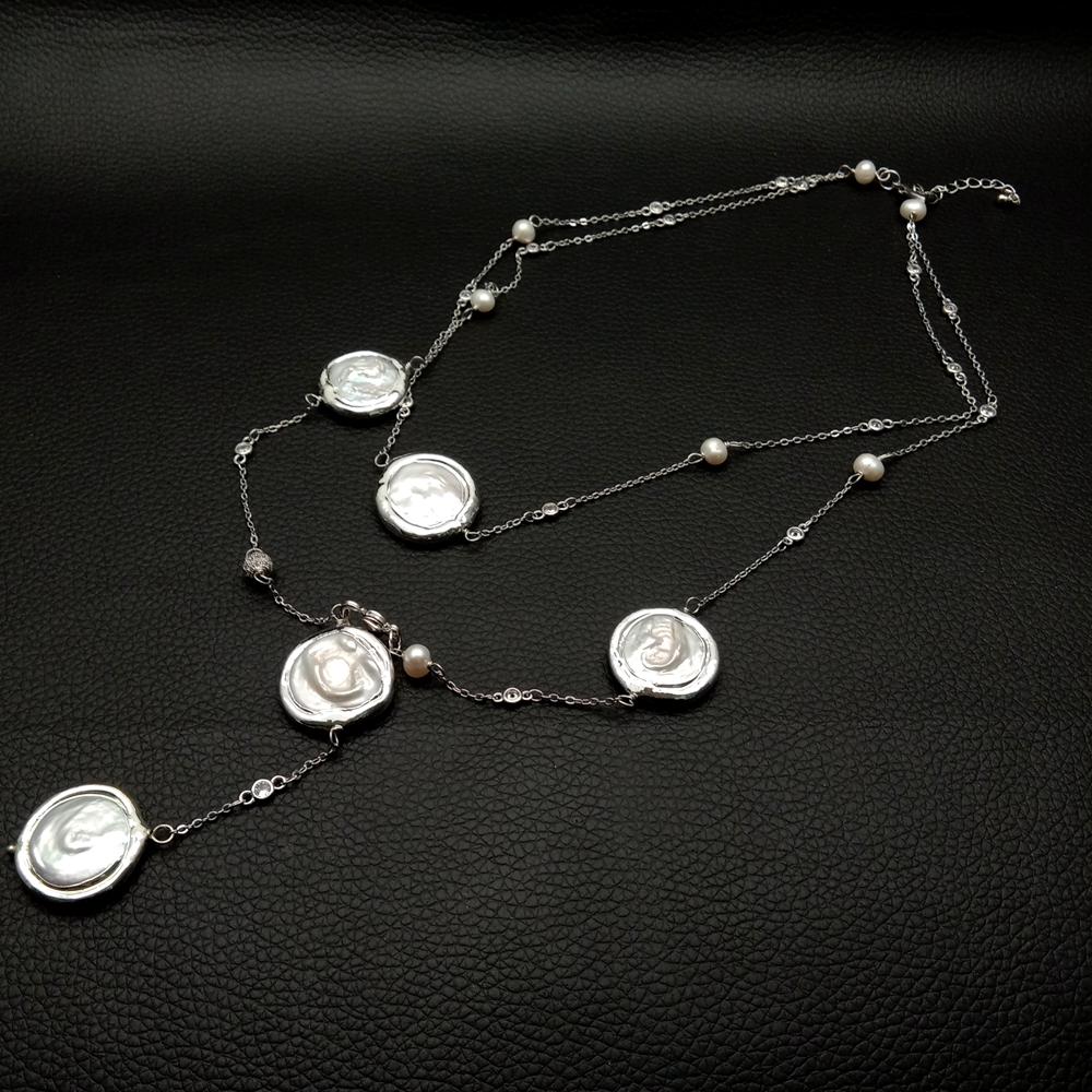 Pearl Trim Chain - Yygem 22 мм культивированная белая монета