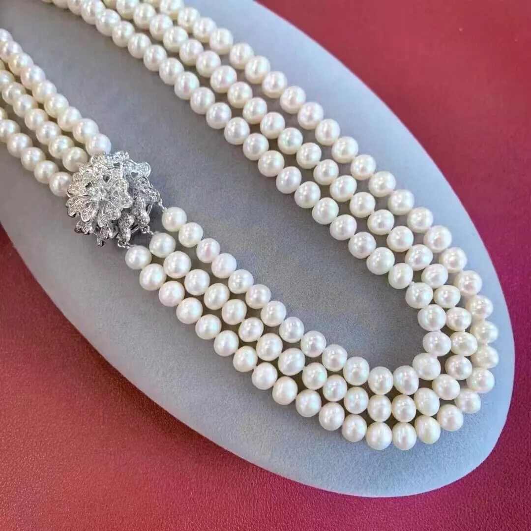 Жемчужное ожерелье из 3 нитей, – обзор и цена Pearl Trim Chain